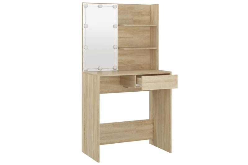 beBasic Sminkebord med LED sonoma eik 74,5x40x141 cm - Brun - Møbler - Bord - Sminkebord & toalettbord