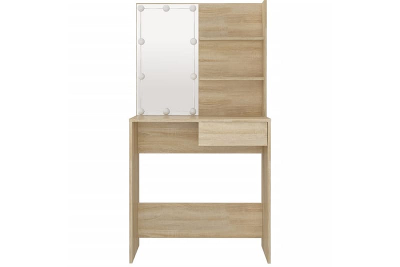 beBasic Sminkebord med LED sonoma eik 74,5x40x141 cm - Brun - Møbler - Bord - Sminkebord & toalettbord
