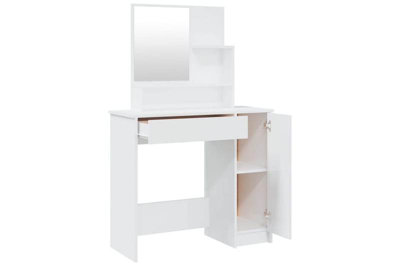 beBasic Sminkebord med speil høyglans hvit 86,5x35x136 cm - Hvit - Møbler - Bord - Sminkebord & toalettbord