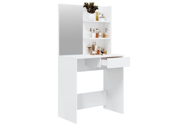 beBasic Sminkebord med speil høyglans hvit MDF 74,5x40x141 cm - Hvit - Møbler - Bord - Sminkebord & toalettbord