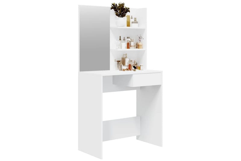 beBasic Sminkebord med speil hvit MDF 74,5x40x141 cm - Hvit - Møbler - Bord - Sminkebord & toalettbord
