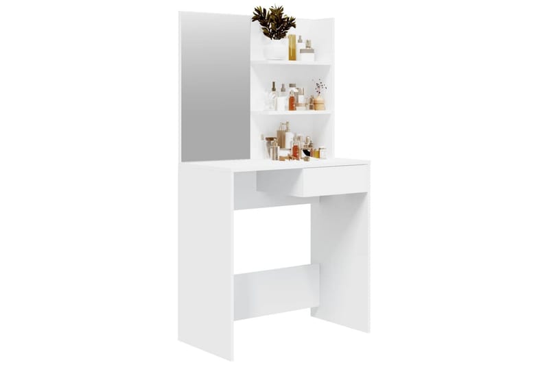 beBasic Sminkebord med speil hvit MDF 74,5x40x141 cm - Hvit - Sminkebord & toalettbord