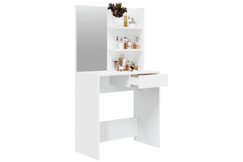 beBasic Sminkebord med speil hvit MDF 74,5x40x141 cm - Hvit - Sminkebord & toalettbord