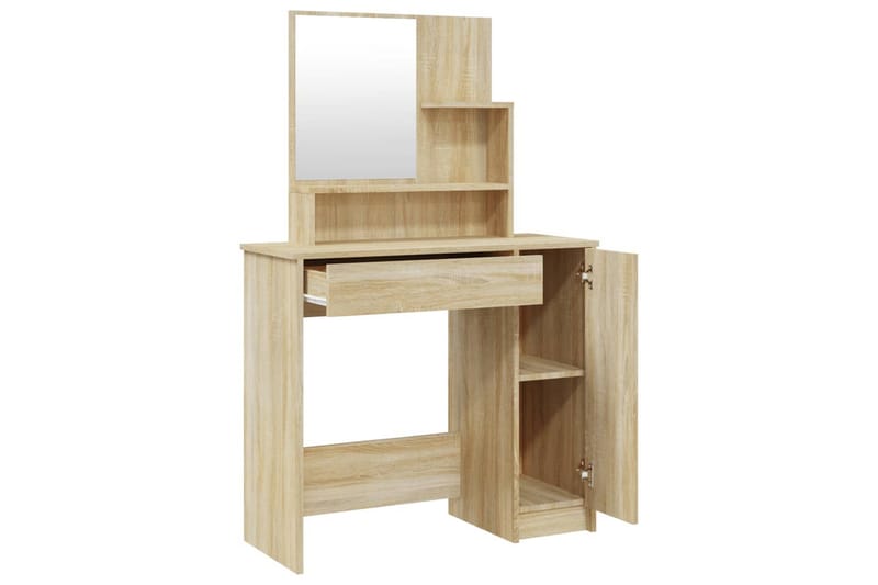 beBasic Sminkebord med speil sonoma eik 86,5x35x136 cm - Brun - Sminkebord & toalettbord