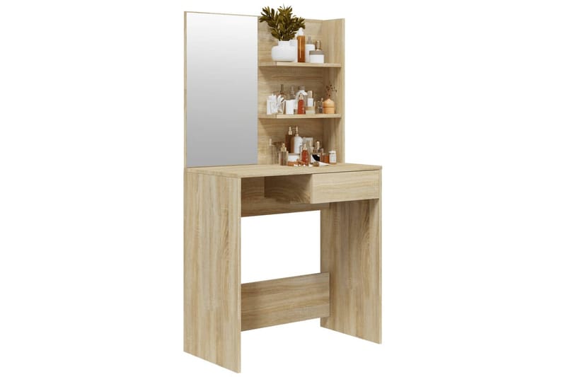 beBasic Sminkebord med speil sonoma eik MDF 74,5x40x141 cm - Brun - Møbler - Bord - Sminkebord & toalettbord