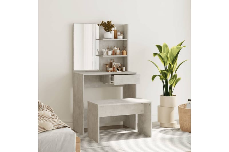 beBasic Sminkebordsett betonggrå 74,5x40x141 cm - GrÃ¥ - Møbler - Bord - Sminkebord & toalettbord