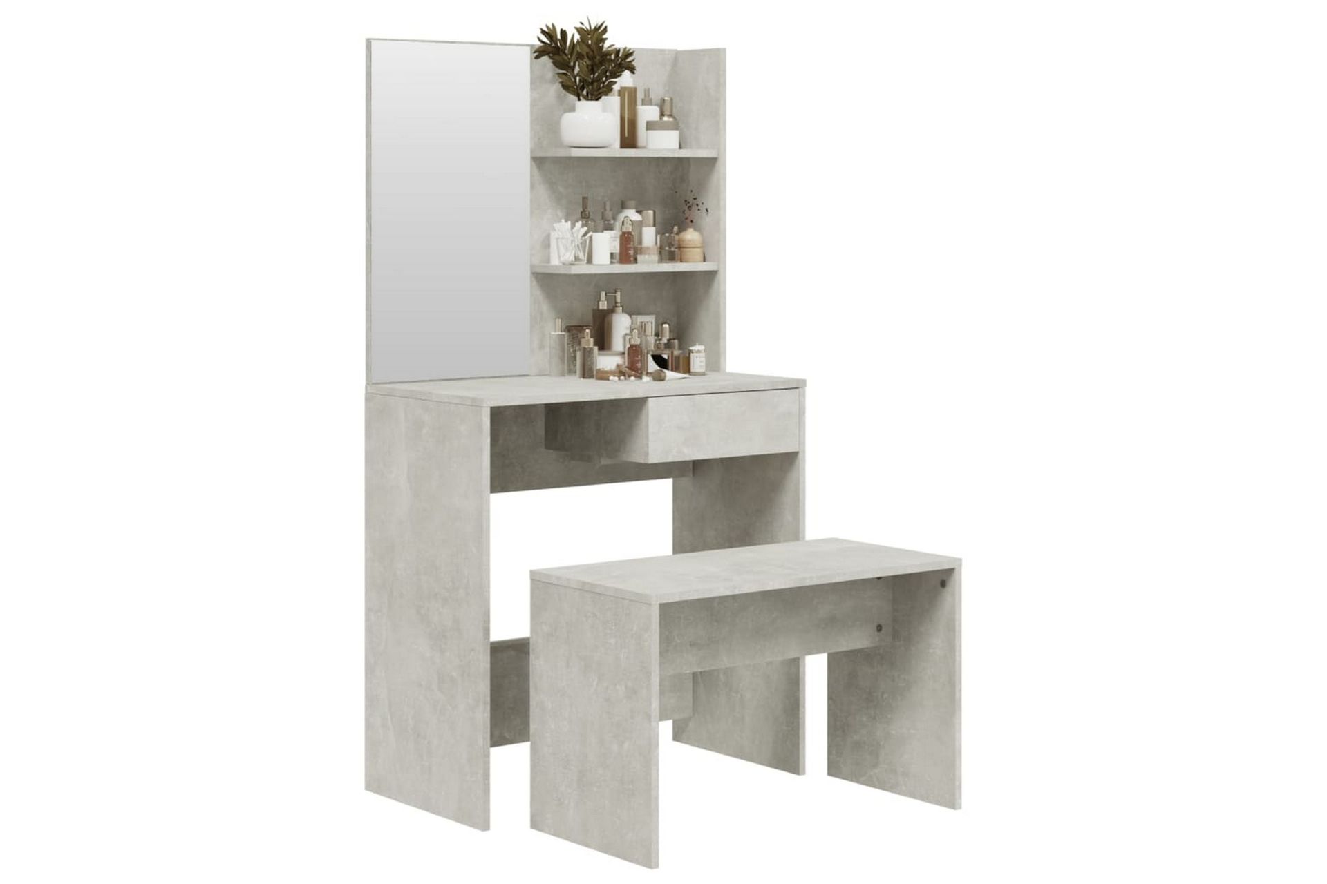beBasic Sminkebordsett betonggrå 74,5x40x141 cm - GrÃ¥ - Møbler - Bord - Sminkebord & toalettbord