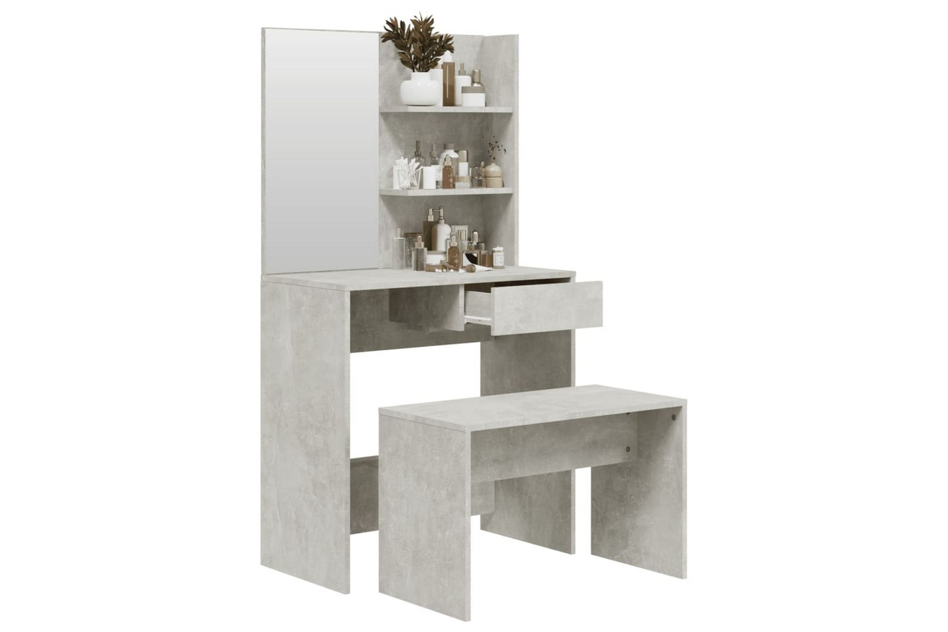 beBasic Sminkebordsett betonggrå 74,5x40x141 cm - GrÃ¥ - Møbler - Bord - Sminkebord & toalettbord