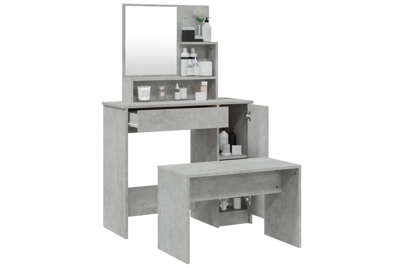 beBasic Sminkebordsett betonggrå 86,5x35x136 cm - GrÃ¥ - Møbler - Bord - Sminkebord & toalettbord