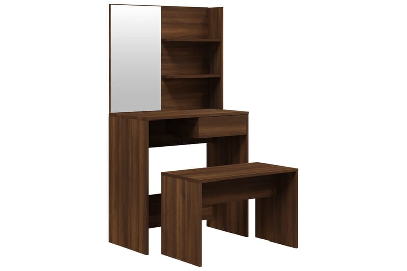 beBasic Sminkebordsett brun eik 74,5x40x141 cm - Brun - Møbler - Bord - Sminkebord & toalettbord