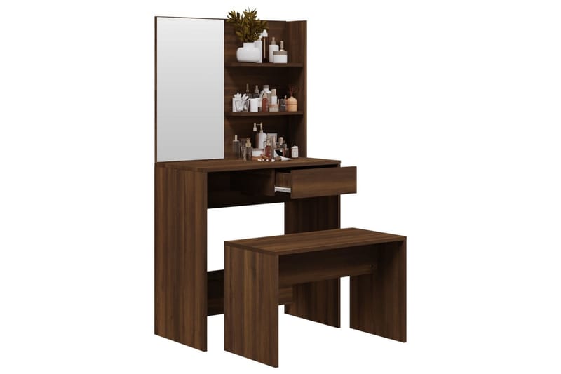 beBasic Sminkebordsett brun eik 74,5x40x141 cm - Brun - Møbler - Bord - Sminkebord & toalettbord