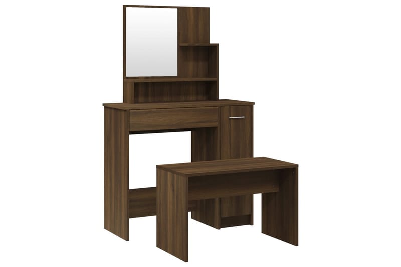 beBasic Sminkebordsett brun eik86,5x35x136 cm - Brun - Møbler - Bord - Sminkebord & toalettbord