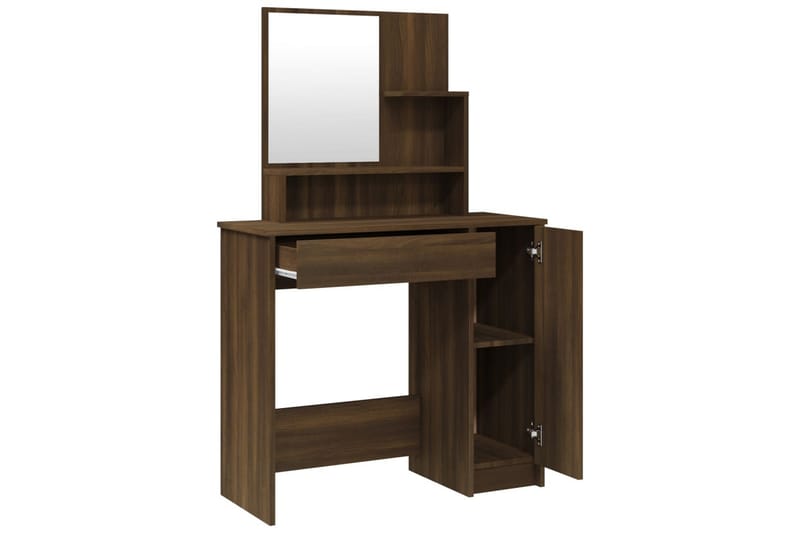 beBasic Sminkebordsett brun eik86,5x35x136 cm - Brun - Møbler - Bord - Sminkebord & toalettbord