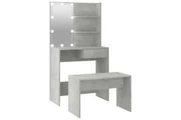 beBasic Sminkebordsett med LED betonggrå konstruert tre - GrÃ¥ - Møbler - Bord - Sminkebord & toalettbord