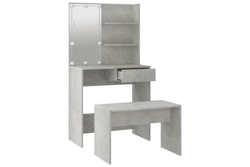 beBasic Sminkebordsett med LED betonggrå konstruert tre - GrÃ¥ - Møbler - Bord - Sminkebord & toalettbord
