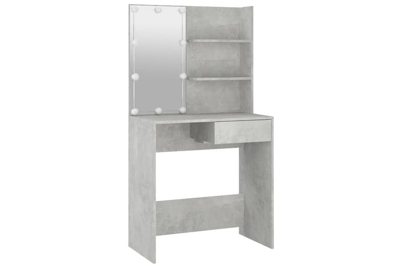 beBasic Sminkebordsett med LED betonggrå konstruert tre - GrÃ¥ - Møbler - Bord - Sminkebord & toalettbord