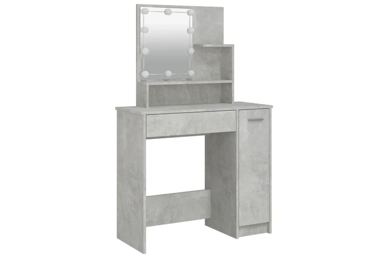 beBasic Sminkebordsett med LED betonggrå konstruert tre - GrÃ¥ - Møbler - Bord - Sminkebord & toalettbord