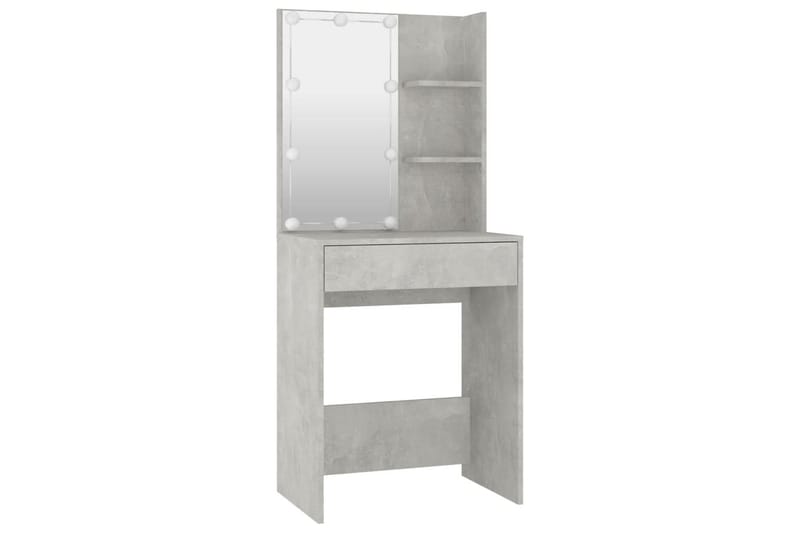 beBasic Sminkebordsett med LED betonggrå konstruert tre - GrÃ¥ - Møbler - Bord - Sminkebord & toalettbord