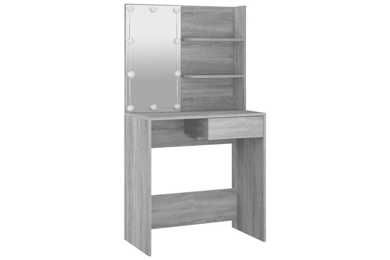 beBasic Sminkebordsett med LED grå sonoma konstruert tre - GrÃ¥ - Møbler - Bord - Sminkebord & toalettbord