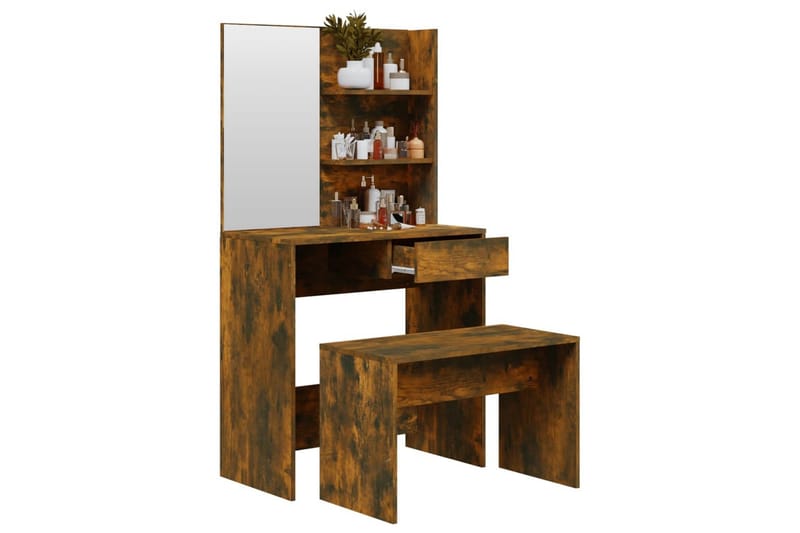 beBasic Sminkebordsett røkt eik 74,5x40x141 cm - Brun - Møbler - Bord - Sminkebord & toalettbord