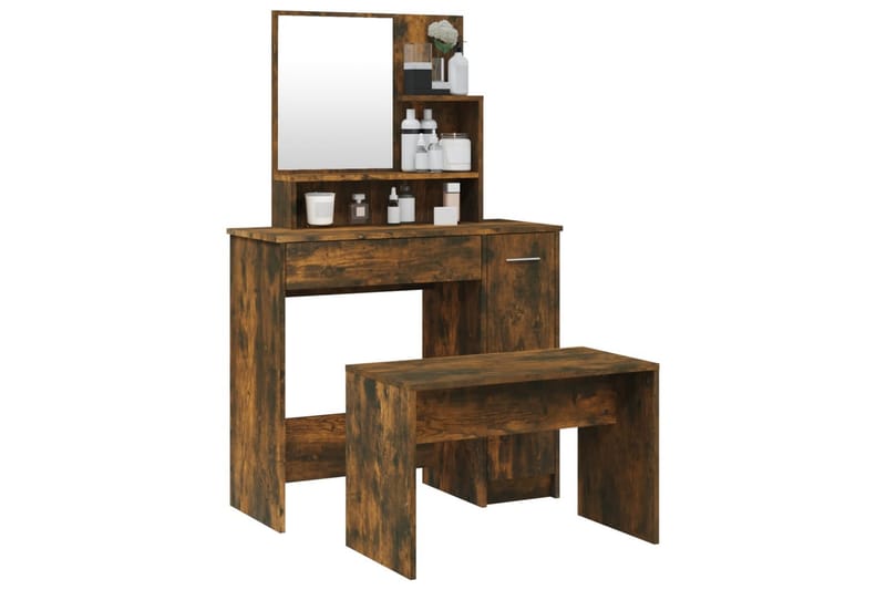 beBasic Sminkebordsett røkt eik 86,5x35x136 cm - Brun - Møbler - Bord - Sminkebord & toalettbord