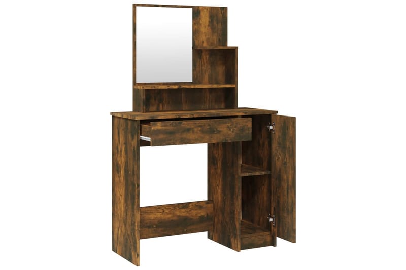 beBasic Sminkebordsett røkt eik 86,5x35x136 cm - Brun - Møbler - Bord - Sminkebord & toalettbord