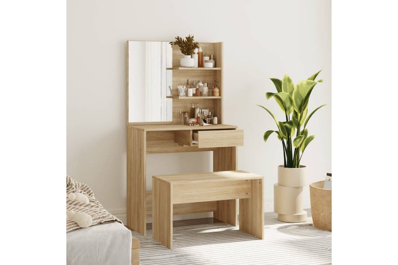 beBasic Sminkebordsett sonoma eik 74,5x40x141 cm - Brun - Møbler - Bord - Sminkebord & toalettbord