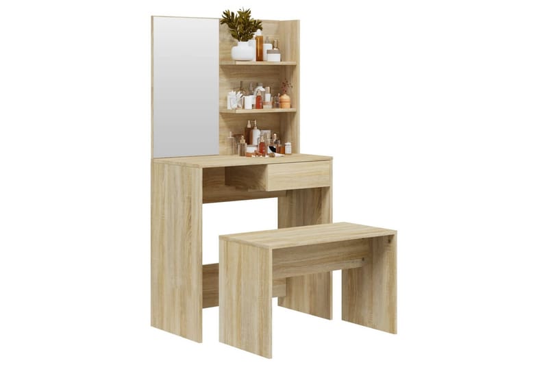 beBasic Sminkebordsett sonoma eik 74,5x40x141 cm - Brun - Møbler - Bord - Sminkebord & toalettbord