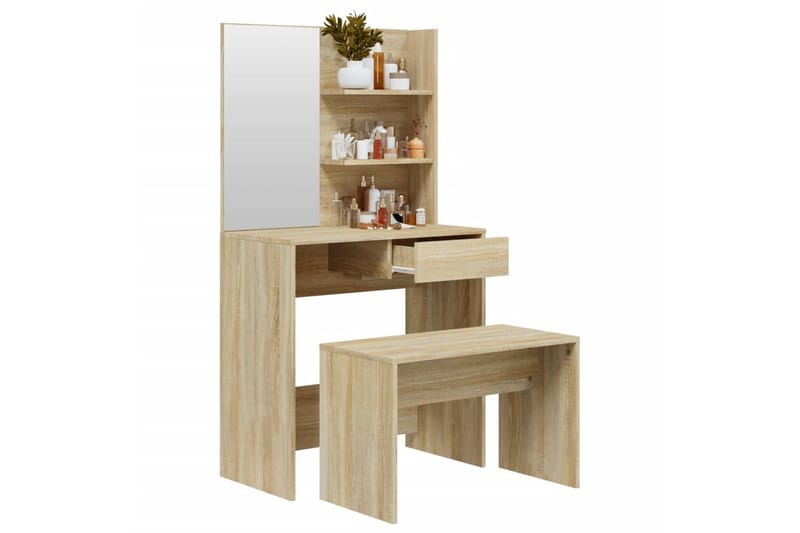 beBasic Sminkebordsett sonoma eik 74,5x40x141 cm - Brun - Møbler - Bord - Sminkebord & toalettbord