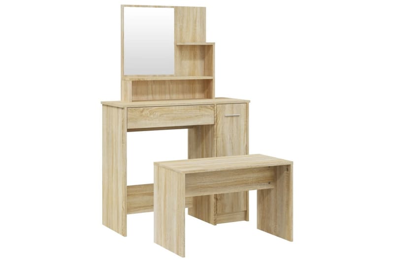 beBasic Sminkebordsett sonoma eik 86,5x35x136 cm - Brun - Møbler - Bord - Sminkebord & toalettbord