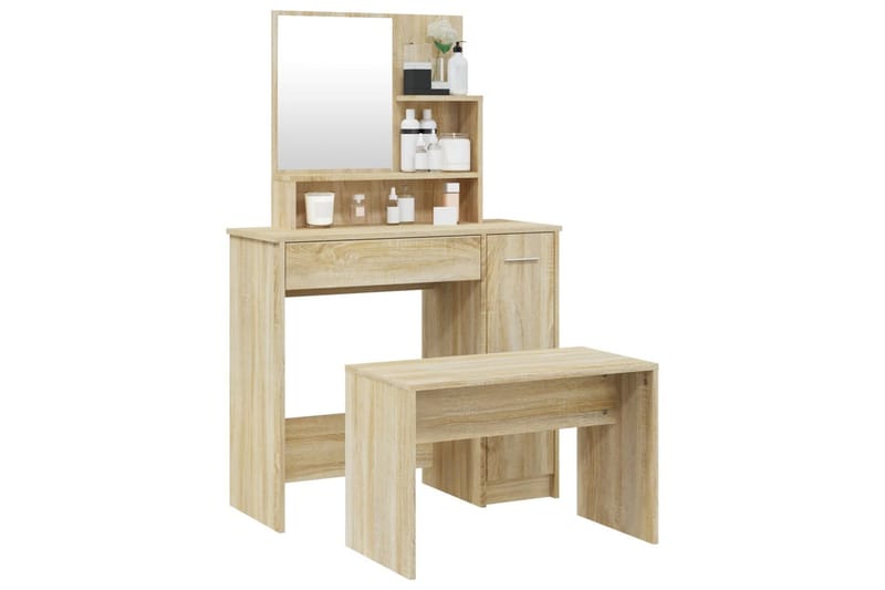 beBasic Sminkebordsett sonoma eik 86,5x35x136 cm - Brun - Møbler - Bord - Sminkebord & toalettbord