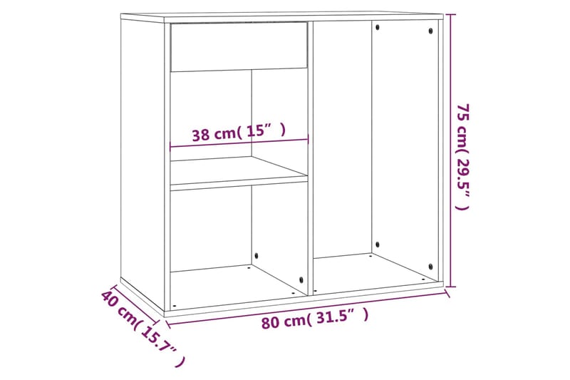 beBasic Sminkeskap høyglans hvit 80x40x75 cm konstruert tre - Hvit - Møbler - Bord - Sminkebord & toalettbord