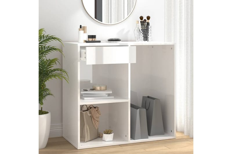 beBasic Sminkeskap høyglans hvit 80x40x75 cm konstruert tre - Hvit - Møbler - Bord - Sminkebord & toalettbord