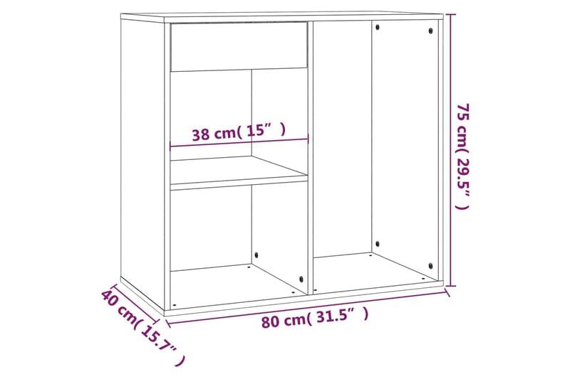 beBasic Sminkeskap hvit 80x40x75 cm konstruert tre - Hvit - Sminkebord & toalettbord