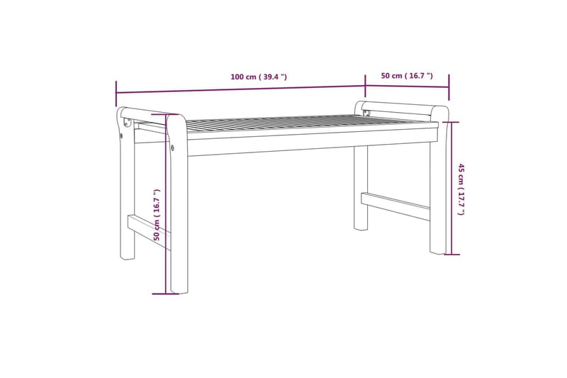 beBasic Sofabord 100x50x50 cm heltre akasie - Brun - Sofabord