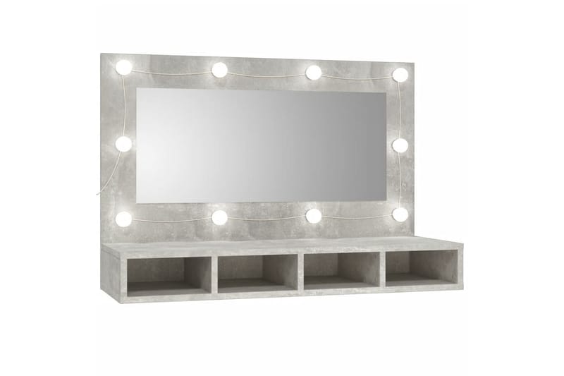 beBasic Speilskap med LED betonggrå 90x31,5x62 cm - GrÃ¥ - Møbler - Bord - Sminkebord & toalettbord