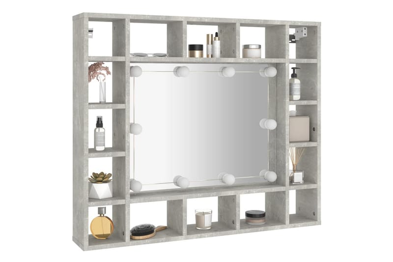 beBasic Speilskap med LED betonggrå 91x15x76,5 cm - GrÃ¥ - Sminkebord & toalettbord