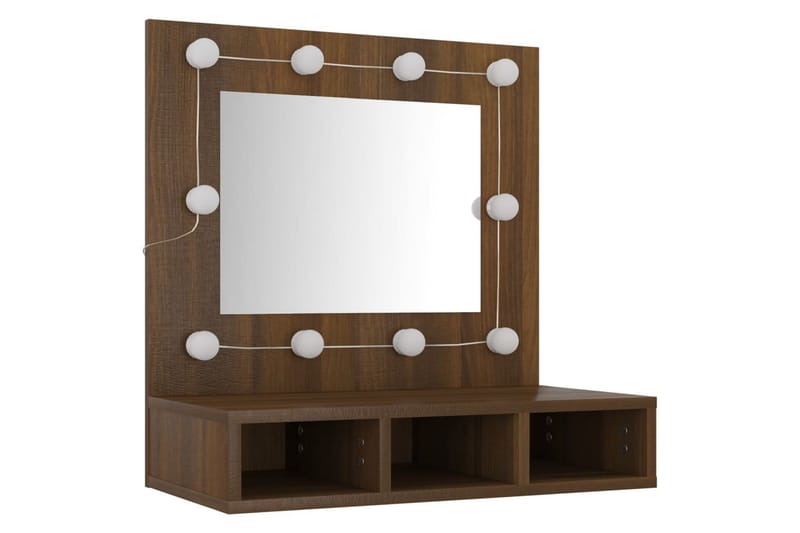 beBasic Speilskap med LED brun eik 60x31,5x62 cm - Brun - Sminkebord & toalettbord