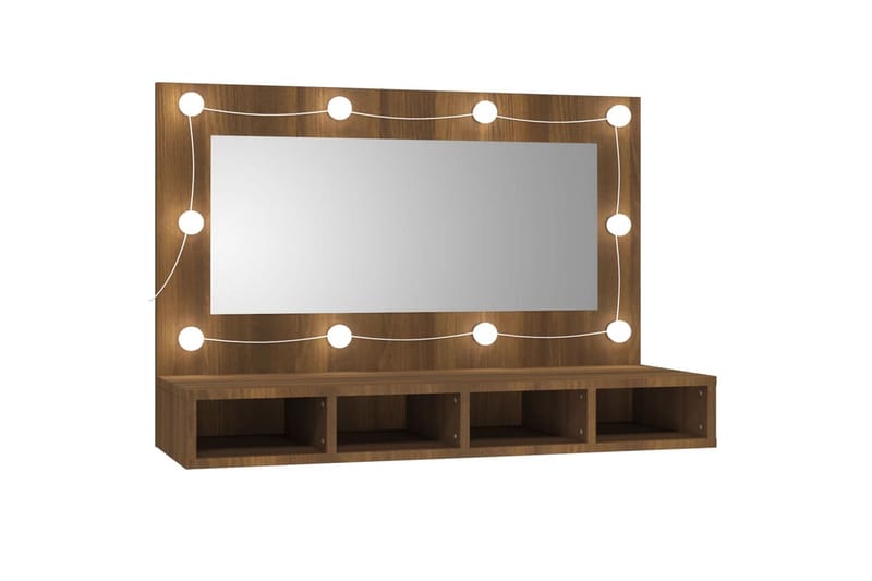 beBasic Speilskap med LED brun eik 90x31,5x62 cm - Brun - Sminkebord & toalettbord