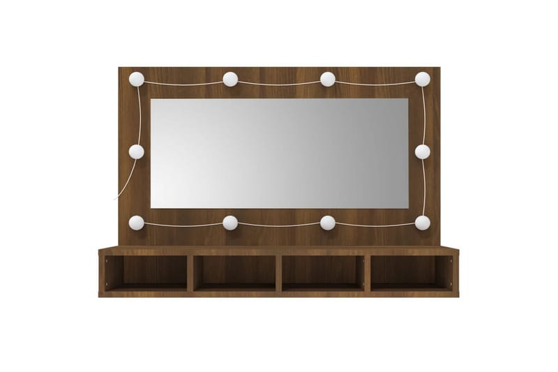 beBasic Speilskap med LED brun eik 90x31,5x62 cm - Brun - Sminkebord & toalettbord
