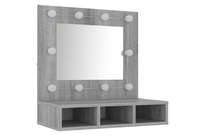 beBasic Speilskap med LED grå sonoma 60x31,5x62 cm - GrÃ¥ - Møbler - Bord - Sminkebord & toalettbord
