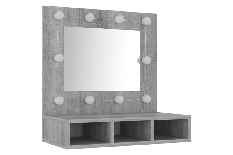 beBasic Speilskap med LED grå sonoma 60x31,5x62 cm - GrÃ¥ - Sminkebord & toalettbord