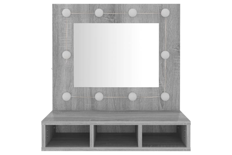 beBasic Speilskap med LED grå sonoma 60x31,5x62 cm - GrÃ¥ - Møbler - Bord - Sminkebord & toalettbord