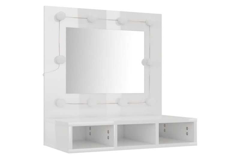 beBasic Speilskap med LED høyglans hvit 60x31,5x62 cm - Hvit - Møbler - Bord - Sminkebord & toalettbord