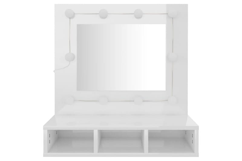 beBasic Speilskap med LED høyglans hvit 60x31,5x62 cm - Hvit - Møbler - Bord - Sminkebord & toalettbord