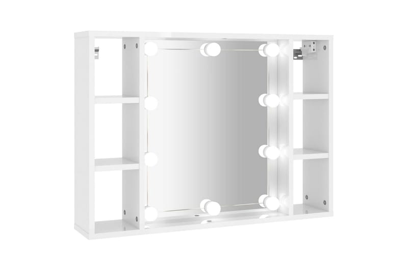 beBasic Speilskap med LED høyglans hvit 76x15x55 cm - Hvit - Sminkebord & toalettbord