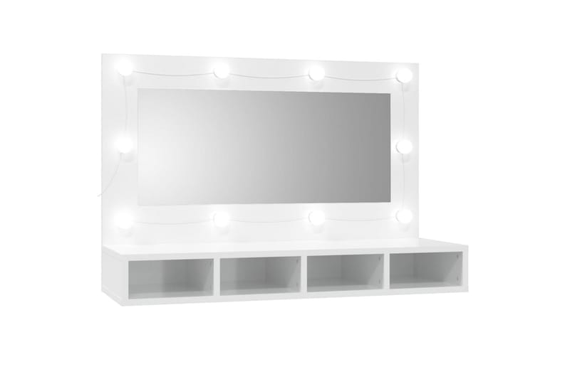 beBasic Speilskap med LED høyglans hvit 90x31,5x62 cm - Hvit - Sminkebord & toalettbord