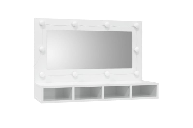 beBasic Speilskap med LED høyglans hvit 90x31,5x62 cm - Hvit - Sminkebord & toalettbord