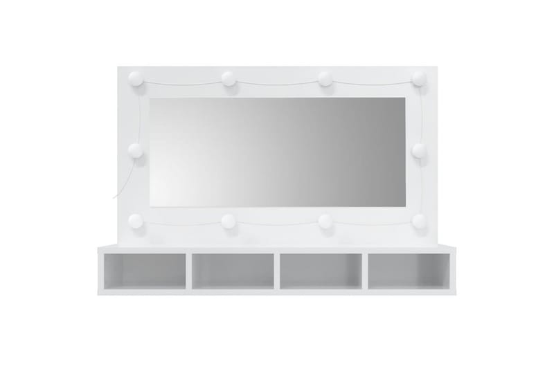 beBasic Speilskap med LED høyglans hvit 90x31,5x62 cm - Hvit - Sminkebord & toalettbord