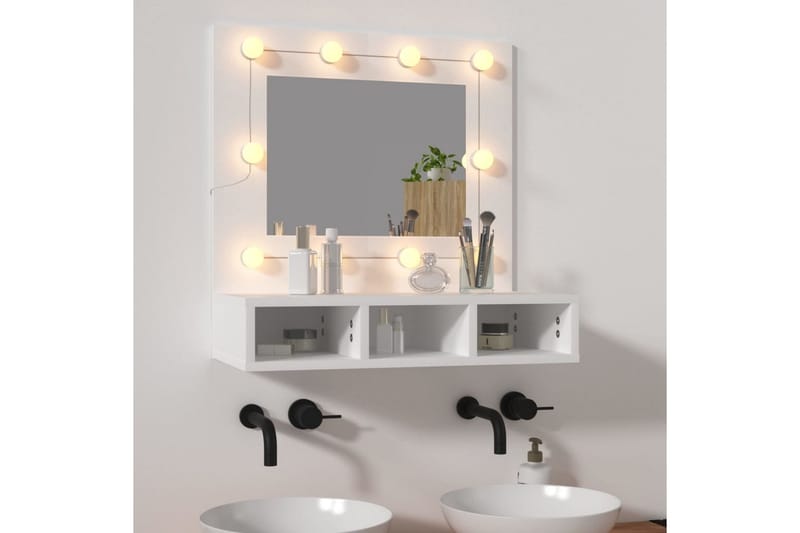 beBasic Speilskap med LED hvit 60x31,5x62 cm - Hvit - Møbler - Bord - Sminkebord & toalettbord